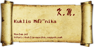 Kuklis Mónika névjegykártya